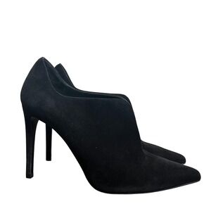Stuart Weitzman Rhythm Black Suede Pointed Toe Stiletto Ankle Booties Heels 38.5